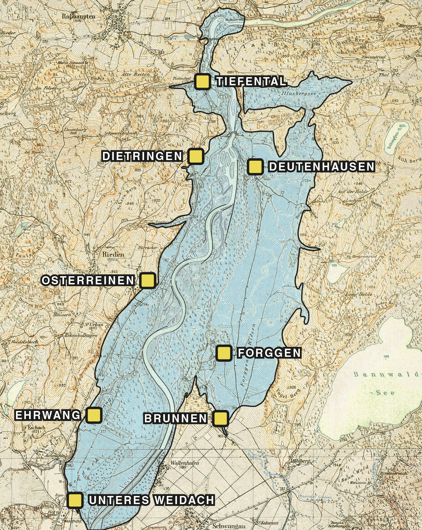 Bayerische Vermessungsverwaltung: Topografische Karte von Bayern 1950, Roßhaupten 832