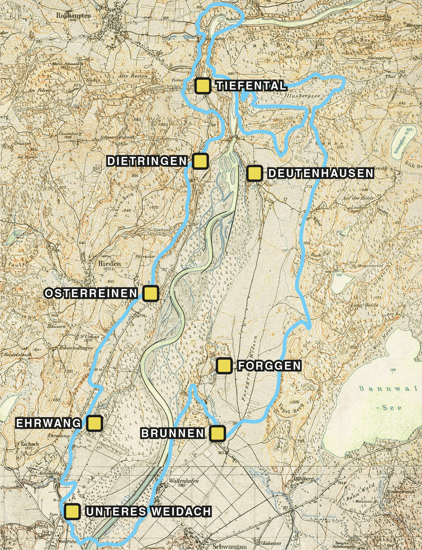 Bayerische Vermessungsverwaltung: Topografische Karte von Bayern 1950, Roßhaupten 832
